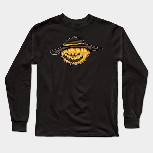 Scary Pumpkin Long Sleeve T-Shirt by feringrh